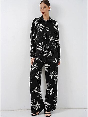 Ensemble chemise et pantalon large en viscose à fleurs bdart