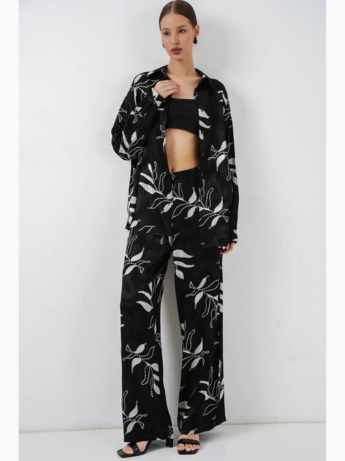 Ensemble chemise et pantalon large en viscose à fleurs bdart - Kiabi