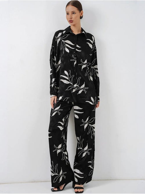 Ensemble chemise et pantalon large en viscose à fleurs bdart - Kiabi