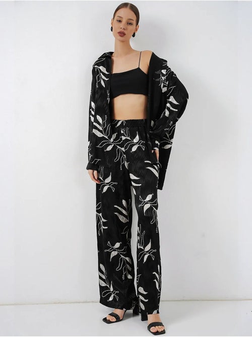 Ensemble chemise et pantalon large en viscose à fleurs bdart - Kiabi