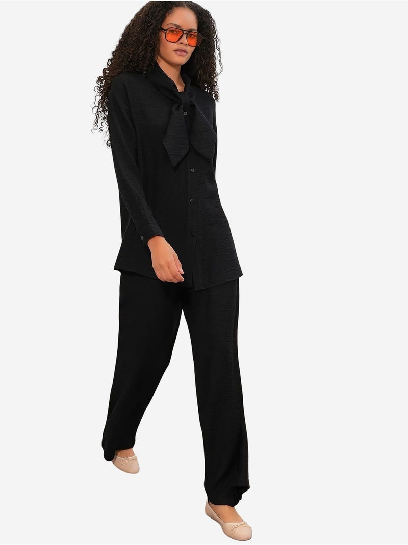 Ensemble chemise et pantalon large texturé bdart Noir - Kiabi