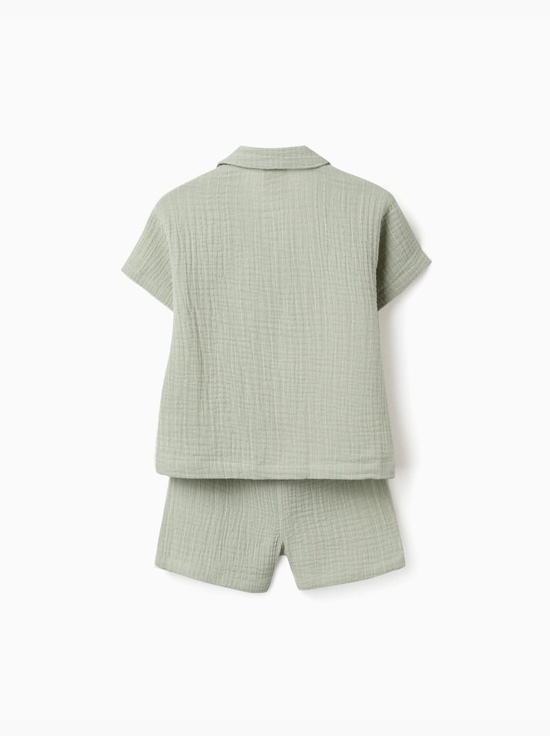 Ensemble chemise et short en coton Vert clair - Kiabi