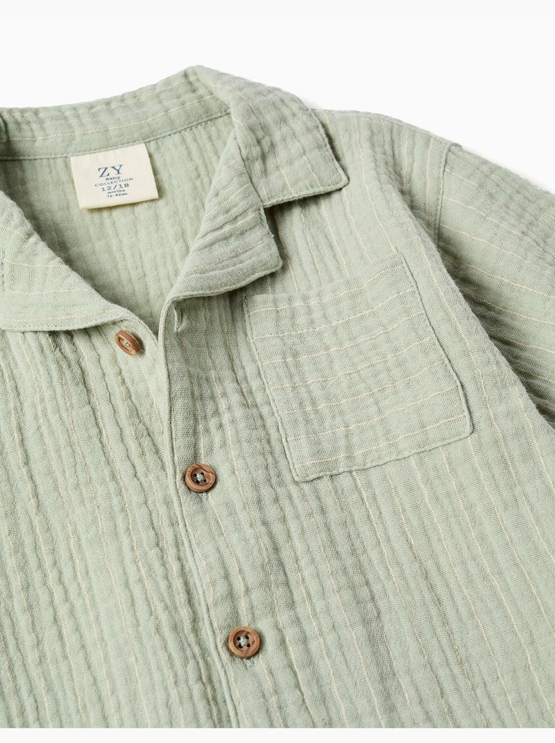 Ensemble chemise et short en coton Vert clair - Kiabi