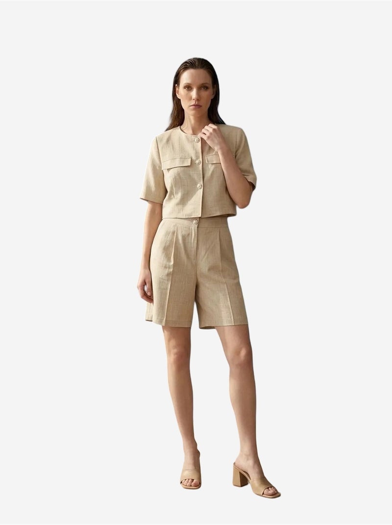 Ensemble chemise et short en popeline de coton my fashion Beige argile - Kiabi