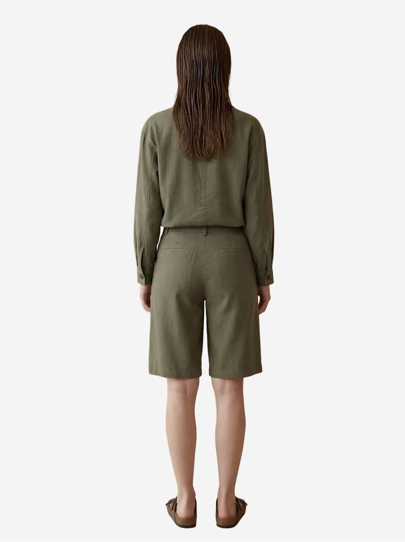 Ensemble chemise et short en popeline de coton my fashion Vert kaki - Kiabi