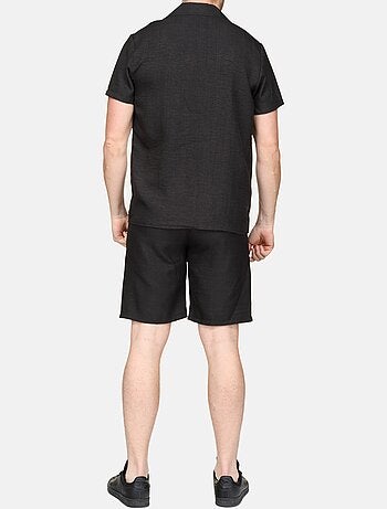 Ensemble chemise et short uni texturé