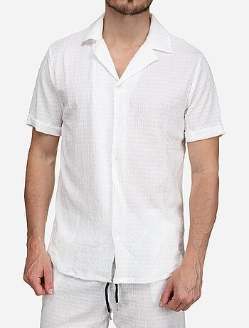 Ensemble chemise et short unis à motif - Frilivin
