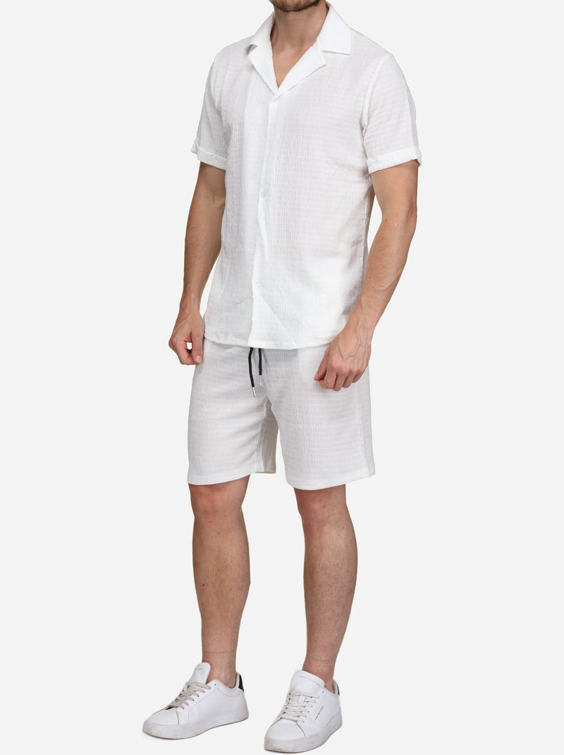 Ensemble chemise et short unis à motif - Frilivin Blanc - Kiabi