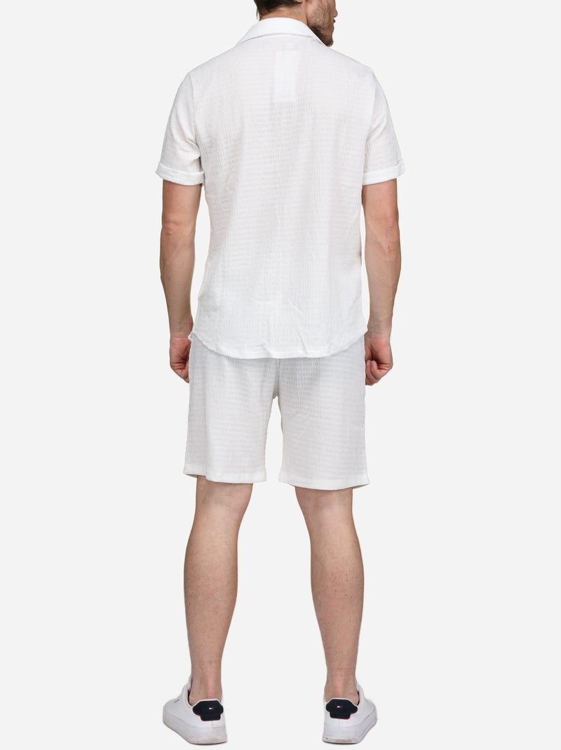 Ensemble chemise et short unis à motif - Frilivin Blanc - Kiabi