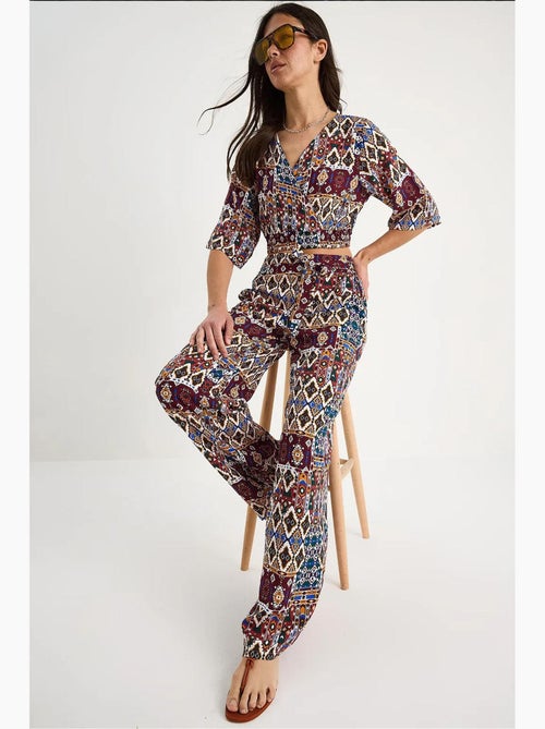 Ensemble chemisier court et pantalon à motifs lucci - Kiabi
