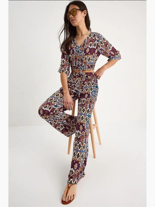 Ensemble chemisier court et pantalon à motifs lucci - Kiabi