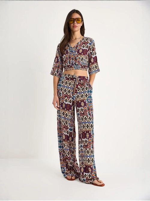Ensemble chemisier court et pantalon à motifs lucci - Kiabi