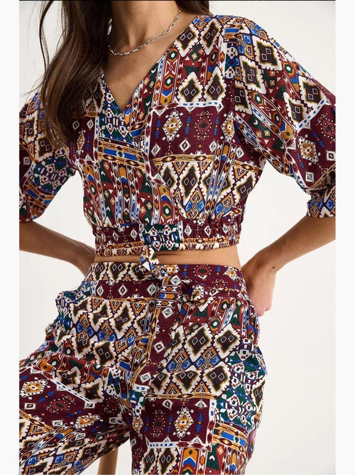 Ensemble chemisier court et pantalon à motifs lucci - Kiabi