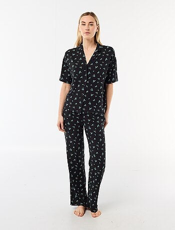 Ensemble chemisier de nuit rayé