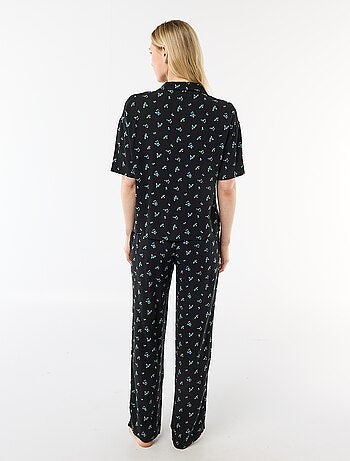 Ensemble chemisier de nuit rayé