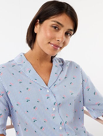 Ensemble chemisier de nuit rayé