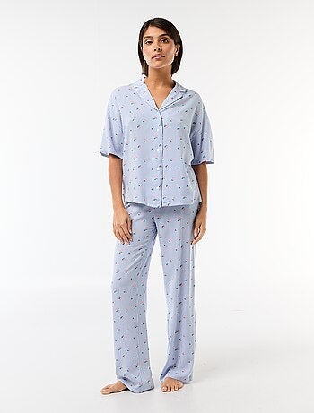 Ensemble chemisier de nuit rayé