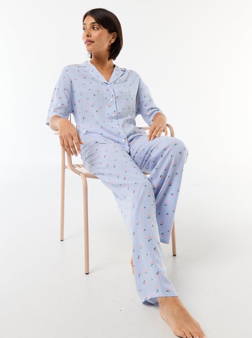 Ensemble chemisier de nuit rayé all-over - Kiabi