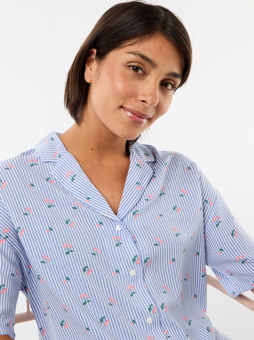 Ensemble chemisier de nuit rayé all-over - Kiabi