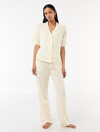 Ensemble chemisier de nuit rayé