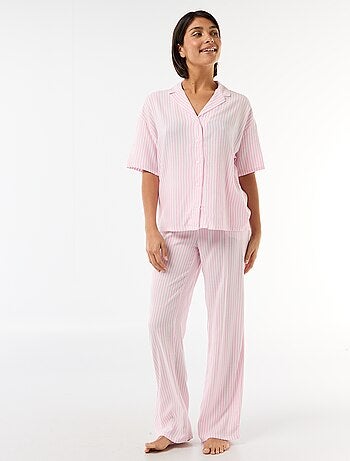 Ensemble chemisier de nuit rayé