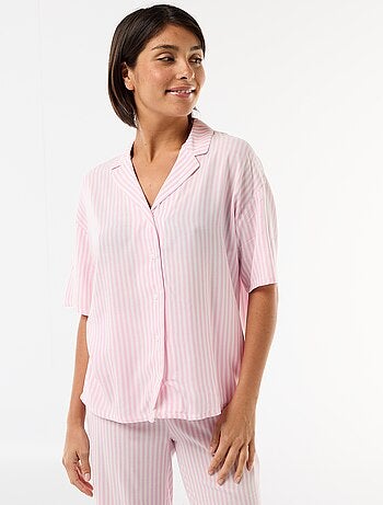 Ensemble chemisier de nuit rayé