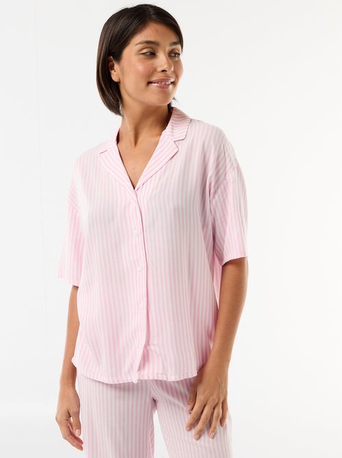 Ensemble chemisier de nuit rayé - Kiabi
