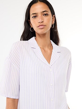 Ensemble chemisier de nuit rayé