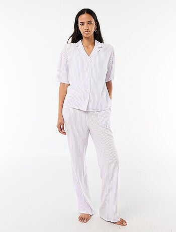 Ensemble chemisier de nuit rayé