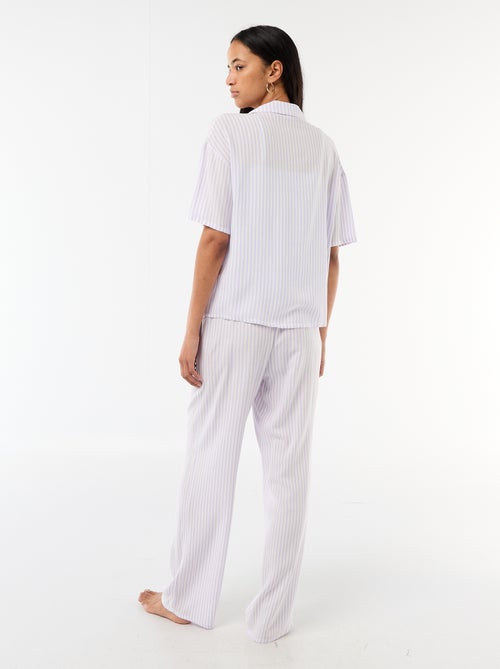 Ensemble chemisier de nuit rayé - Kiabi