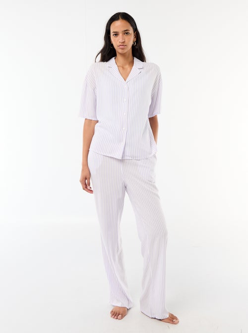 Ensemble chemisier de nuit rayé - Kiabi