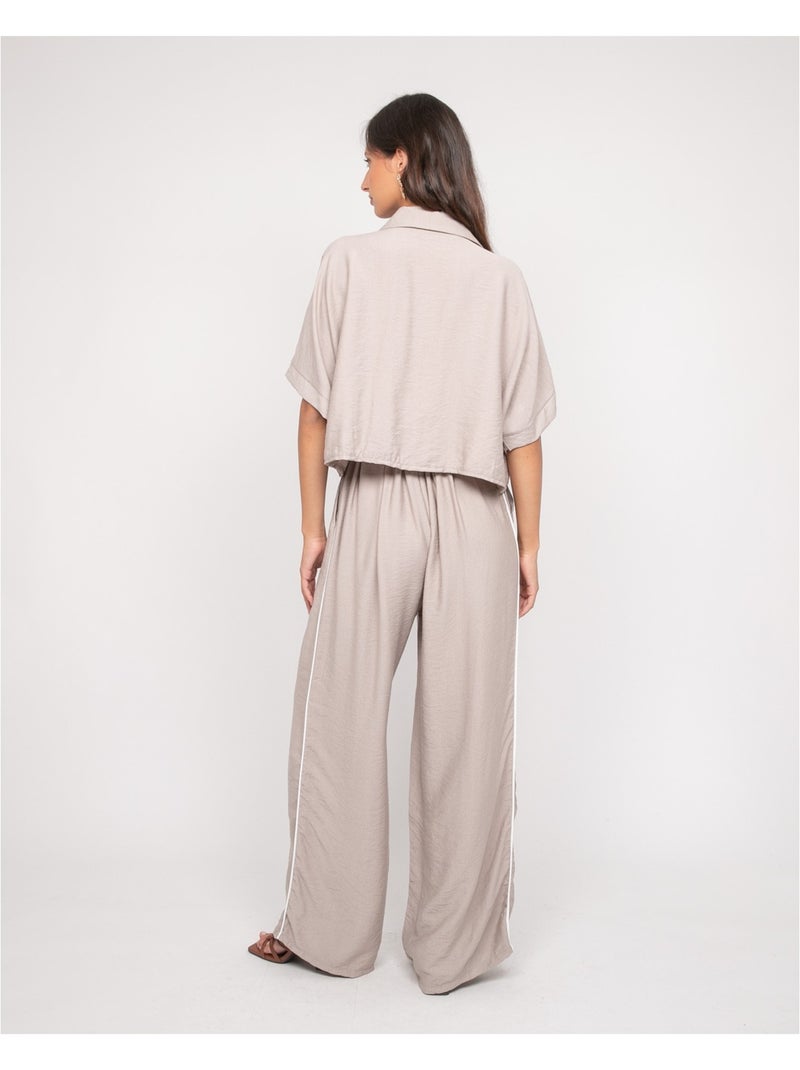 Ensemble chemisier et pantalon epavia Beige - Kiabi