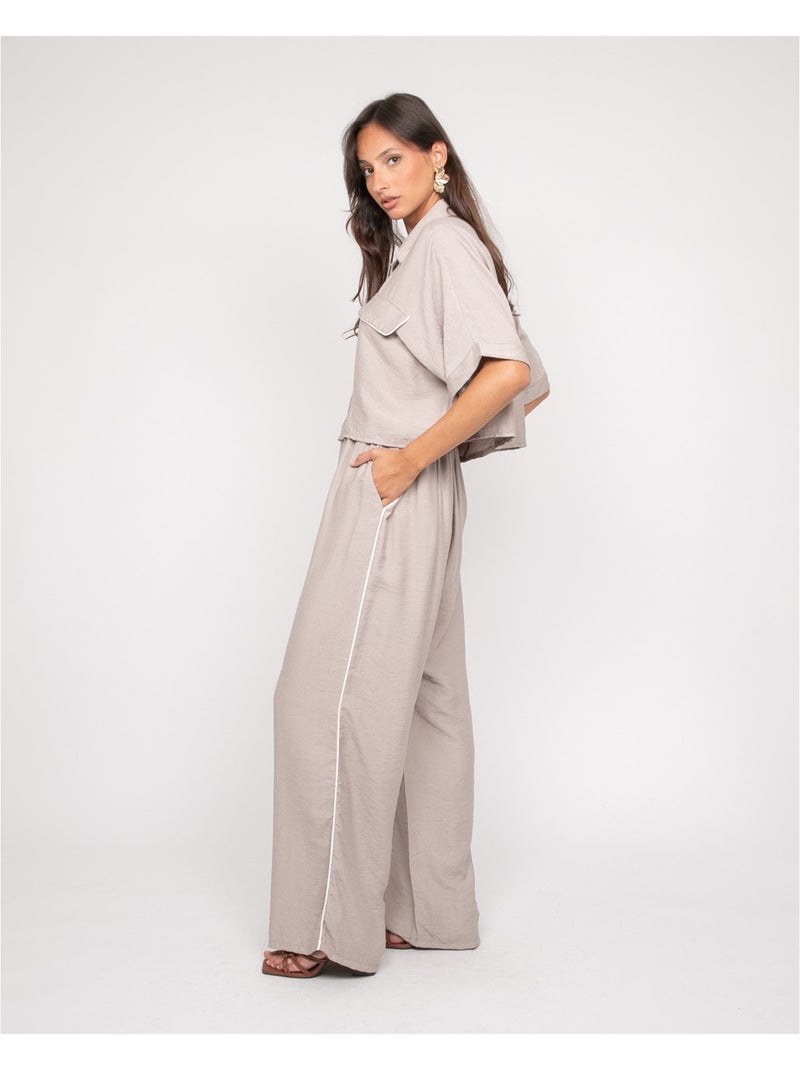 Ensemble chemisier et pantalon epavia Beige - Kiabi