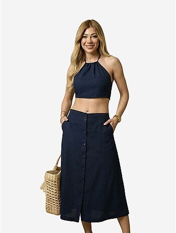Ensemble coord deux pièces en coton, viscose et lin my fashion