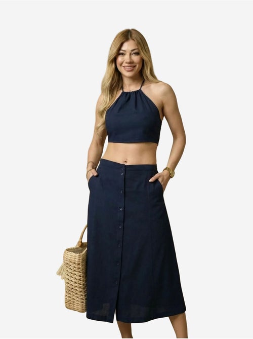 Ensemble coord deux pièces en coton, viscose et lin my fashion - Kiabi