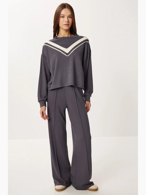 Ensemble coordonné côtelé color block avec pantalon à jambes larges istanbul - Kiabi