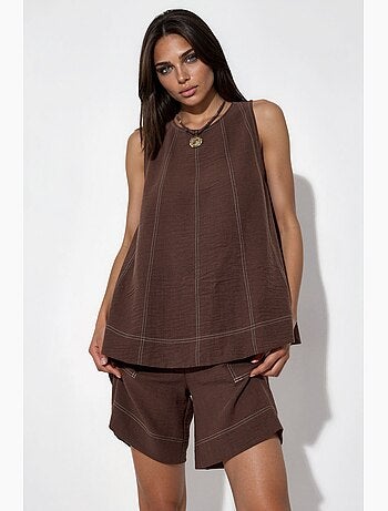 Ensemble coordonné décontracté avec détails de couture hiccup