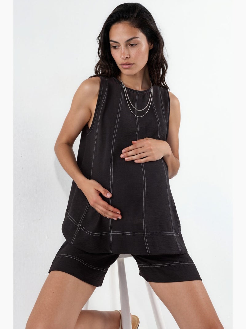 Ensemble coordonné décontracté avec détails de couture hiccup Noir - Kiabi