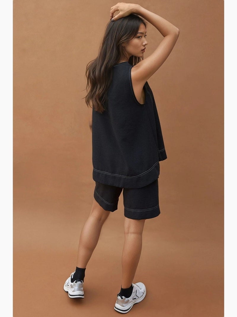 Ensemble coordonné décontracté avec détails de couture hiccup Noir - Kiabi