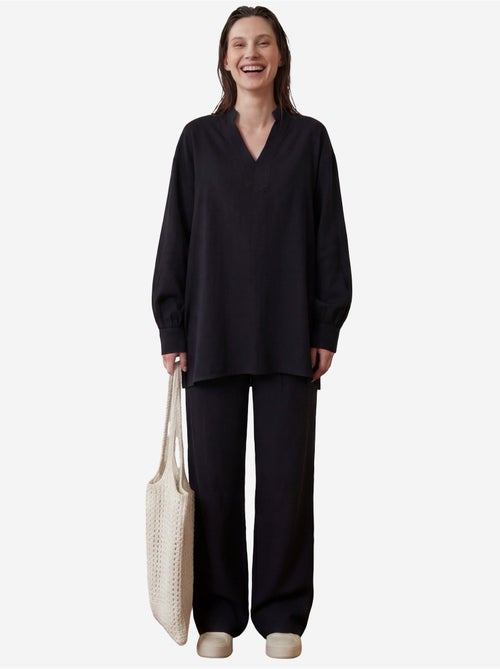 Ensemble coordonné deux pièces à jambes larges et col en v boutonné my fashion - Kiabi