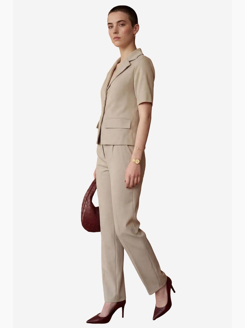 Ensemble coordonné deux pièces avec col de veste my fashion Beige argile - Kiabi