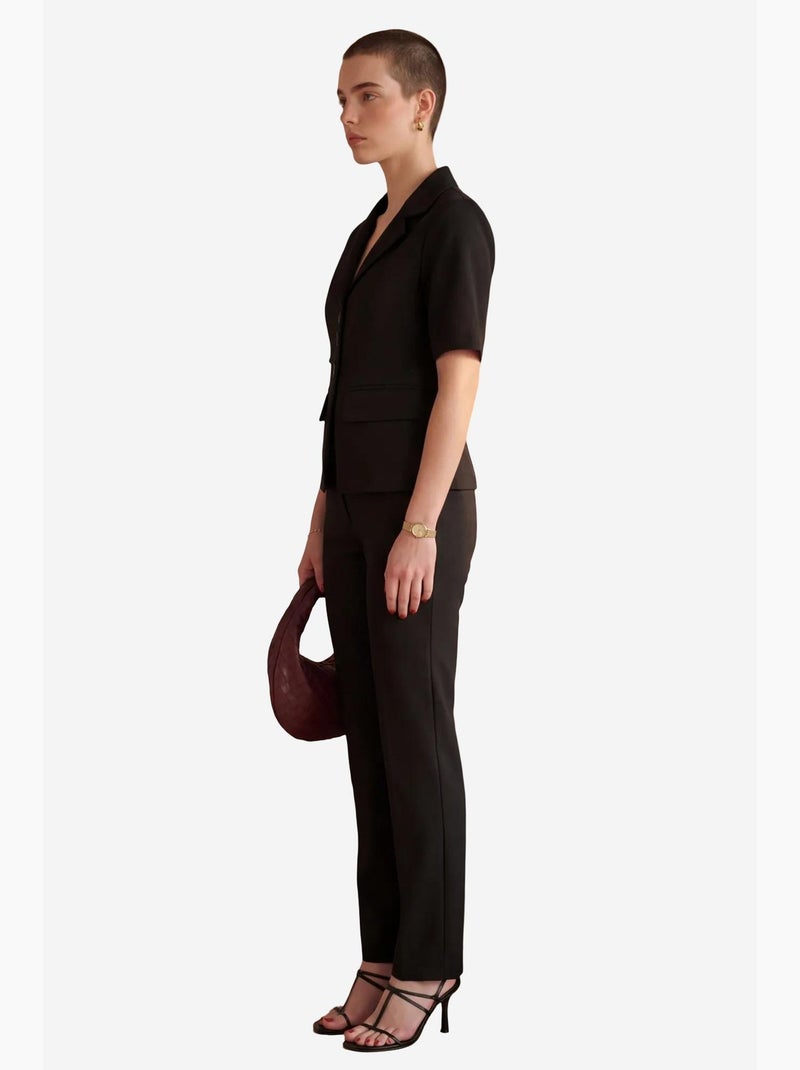 Ensemble coordonné deux pièces avec col de veste my fashion Noir - Kiabi