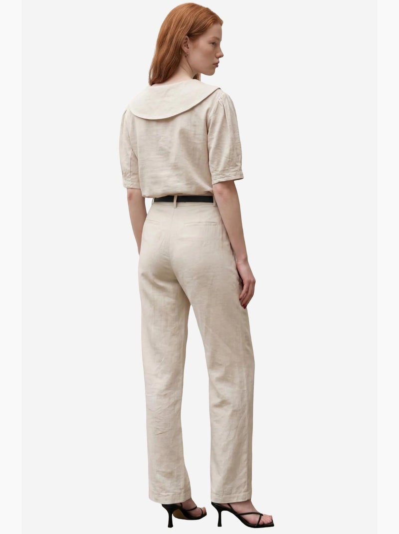 Ensemble coordonné deux pièces boutonné à col châle my fashion Beige argile - Kiabi
