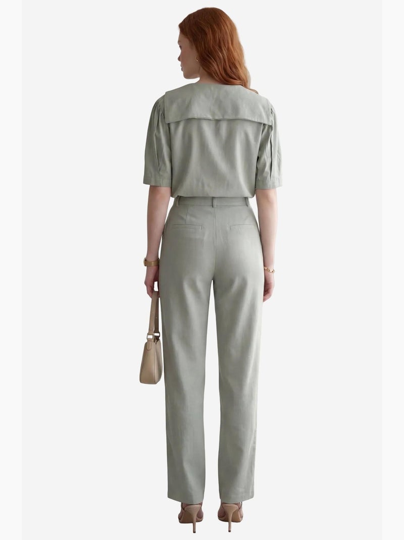 Ensemble coordonné deux pièces boutonné à col châle my fashion Vert pastel - Kiabi