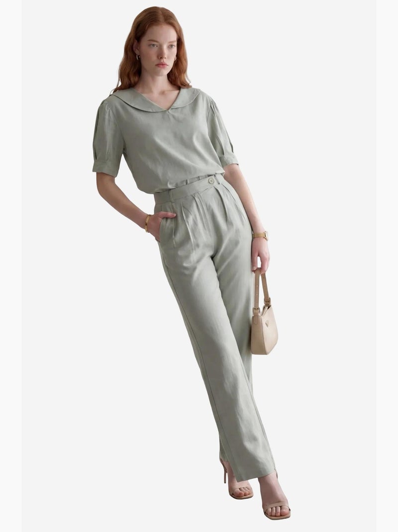 Ensemble coordonné deux pièces boutonné à col châle my fashion Vert pastel - Kiabi