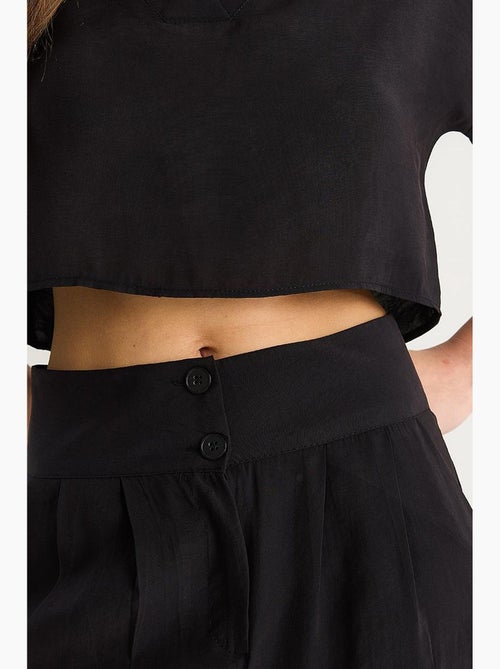 Ensemble coordonné deux pièces en maille à col v et pantalon à jambes larges lucci - Kiabi
