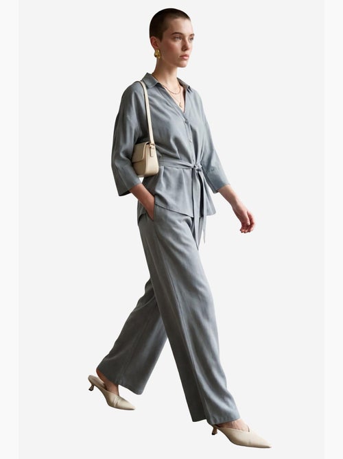 Ensemble coordonné deux pièces en tissu fin avec col de chemise et détail cravate my fashion - Kiabi