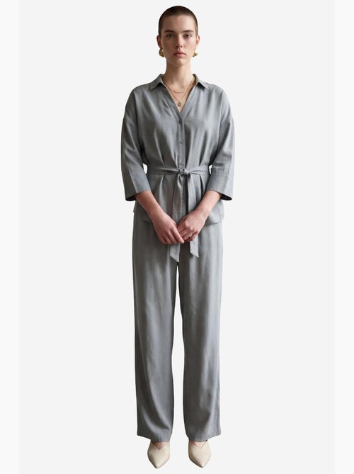 Ensemble coordonné deux pièces en tissu fin avec col de chemise et détail cravate my fashion - Kiabi