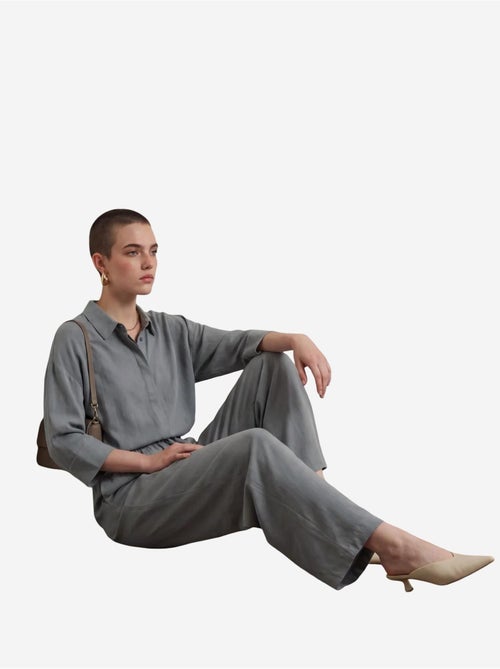 Ensemble coordonné deux pièces en tissu fin avec col de chemise et détail cravate my fashion - Kiabi