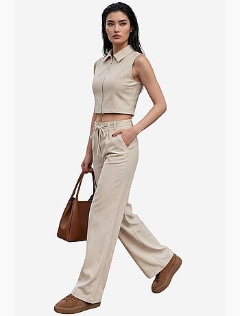 Ensemble coordonné deux pièces taille haute jambes larges my fashion